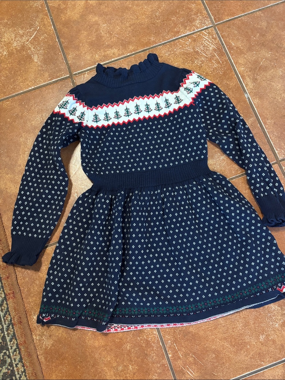 Janie and Jack Navy Fair Isle Knit Holiday Dress for Girls